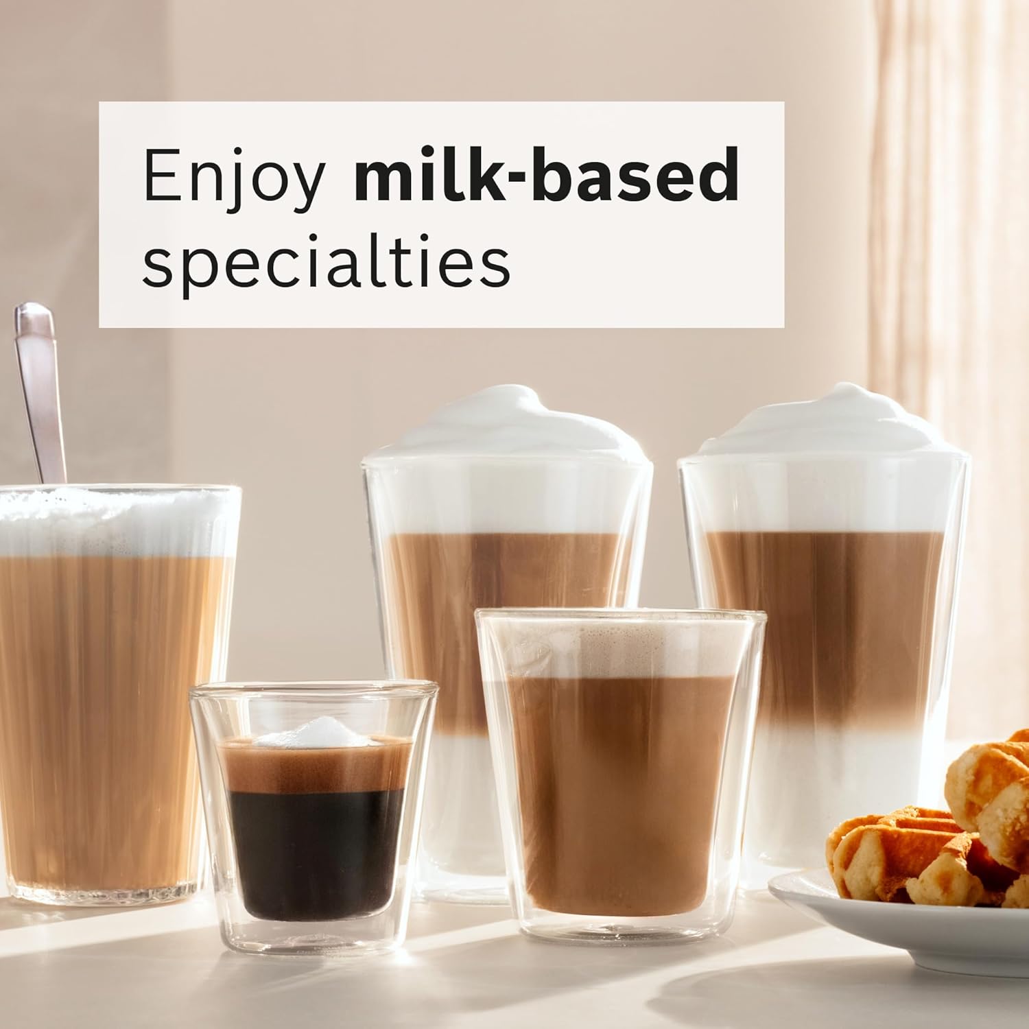 Bosch Glass Milk Lidded Container for 800 Series VeroCafe, Replacement Part for Espresso Machine - 26 Oz, Dishwasher safe, Secure Lid, Compatible with Milk and Plant Milks, Easy Clean Tank - TCZ8008US