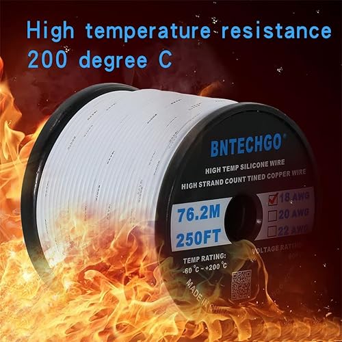 Vista 10 de BNTECHGO Carrete de alambre de silicona calibre 18 de 250 pies, color rosa, flexible, alambre de cobre estañado trenzado de 18 AWG Rosa