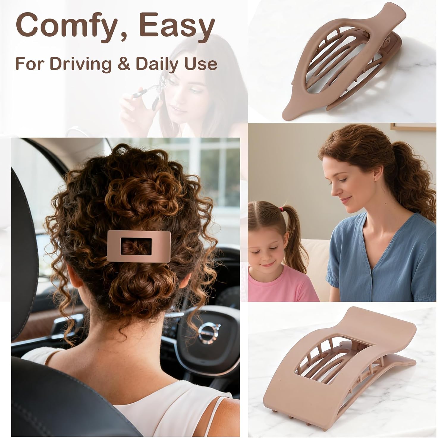 6 Pack Flat Hair Clips for Women Girls, French Flat Claw Clips for Think Hair Thin Hair with Strong Hold, Non-Slip, Matte Classic Barrettes for All Hair Styling - Image 7