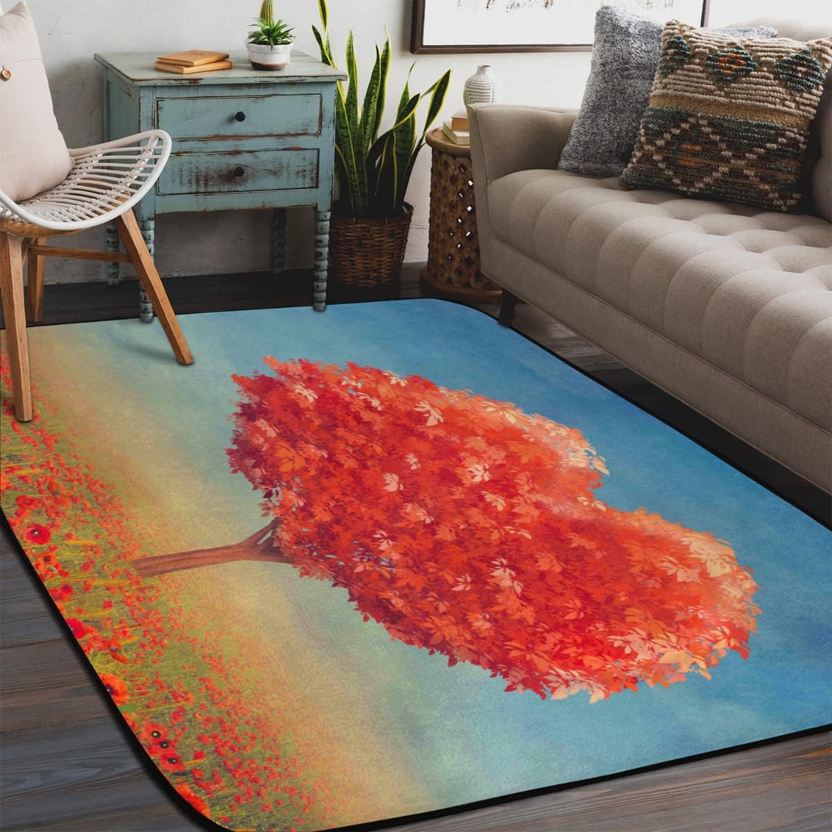 5' x 7' Valentines Day Tree Heart Super Soft Area Rug for Kids Baby Nursery, Kids Girls Nursery Soft Rug Home Decor Rug, Non-Shedding Living Room Bedroom Area Rug