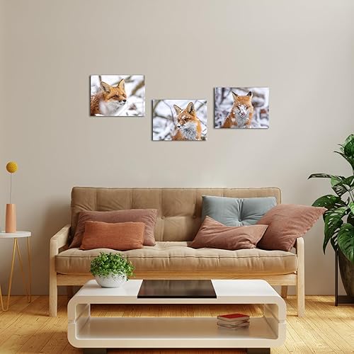 Miniatura 2 de Biuteawal Lienzo decorativo para pared, diseño de zorro rojo, caza en la nieve, imágenes sobre lienzo de animales de vida silvestre, pintura de