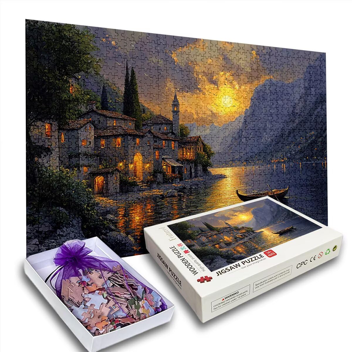 Puzzle 3000 Piezas, Puzzle Paisaje con Caja Regalo para Adultos, Rompecabezas de Madera, Rompecabezas Desafiante Decoracion Navidad, Regalo Mujer, Cuadros Decoracion Salon Modernos, (Atardecer) G-15