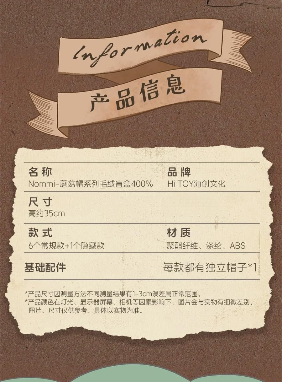 Nommi Blind Box Plush Pillow 400% Big Bunny Mushroom Cap Series Kawaii Nommi Rabbit Figure Cute Xmas Birthday Gift 35CM (1 Random)