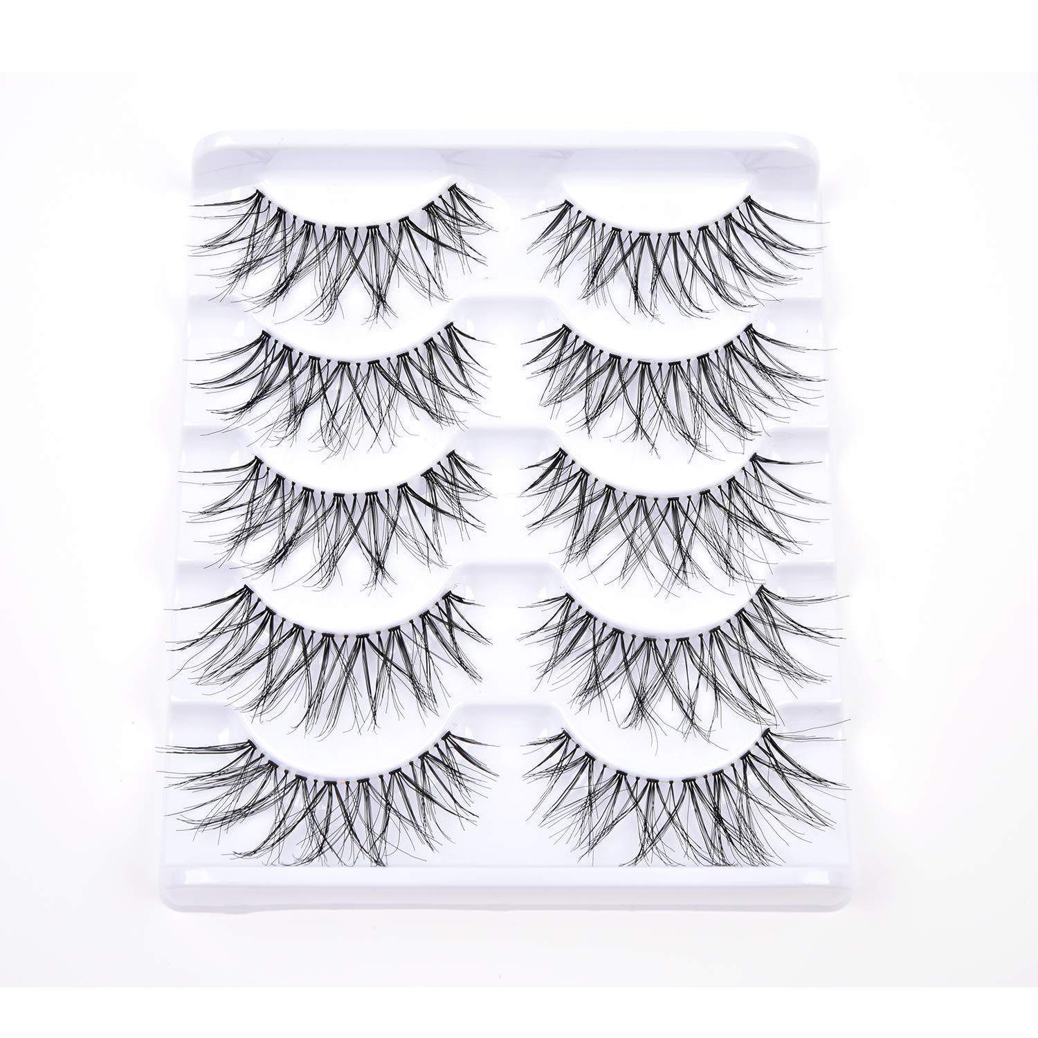 Jimire - Ciglia finte in visone, soffici, dall'aspetto naturale, 15 mm, effetto occhio di gatto, 5D, super morbide, leggere, confezione da 8 paia