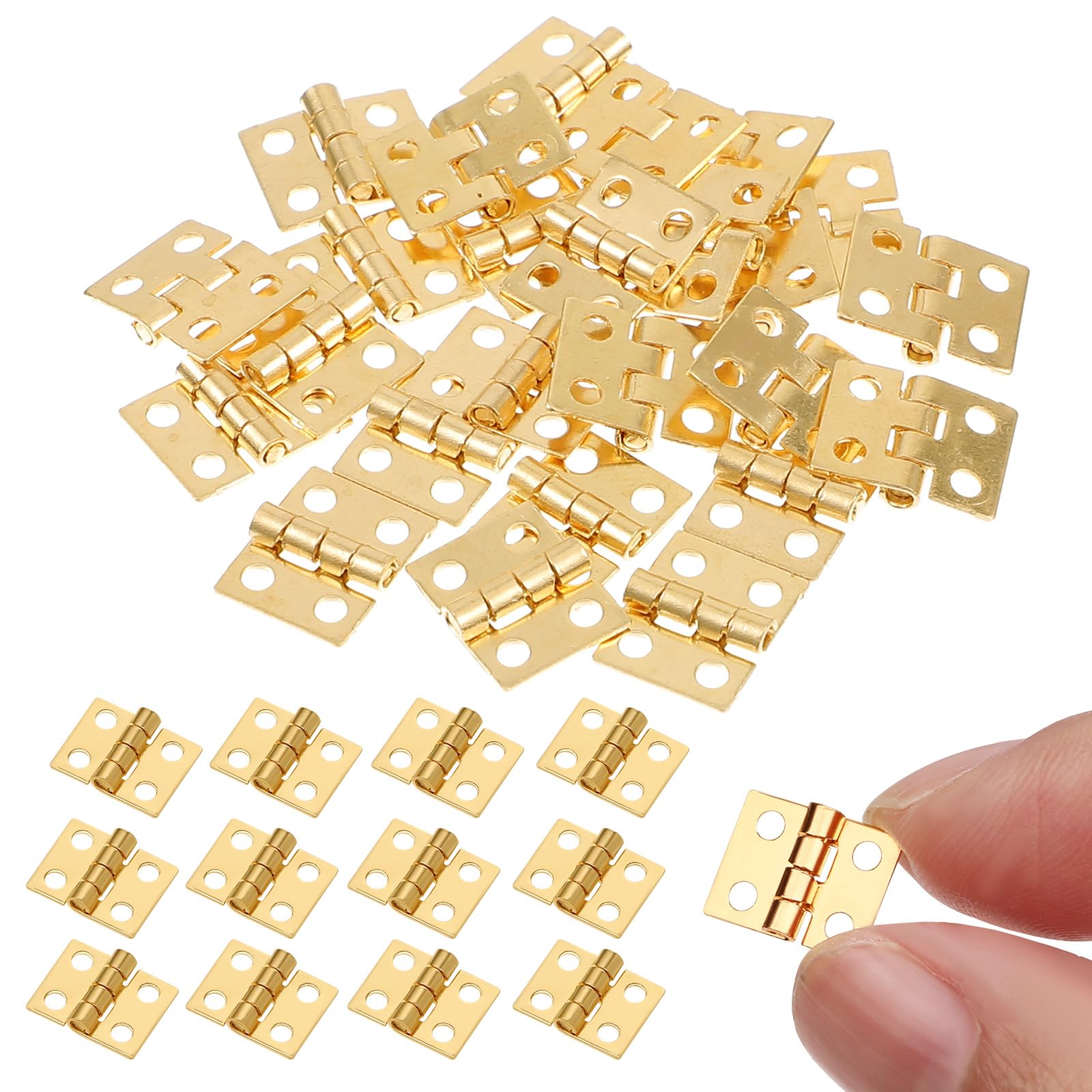 SynHHergyx 24Pcs 10 x 8mm Mini Dollhouse Hinges, 180 Degree Tiny Stainless Steel Gold Hinges for Miniature Furniture, Jewelry Box, DIY Accessories — Amazon image 5