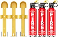 AmzBoom 3-Pack Portable Water-Based Fire Extinguishers for Home, Kitchen, Car, Boat - ABC K Class, Compact, Residue-Free with Brackets