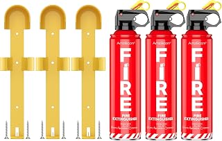 AmzBoom 3-Pack Portable Water-Based Fire Extinguishers for Home, Kitchen, Car, Boat - ABC K Class, Compact, Residue-Free with Brackets
