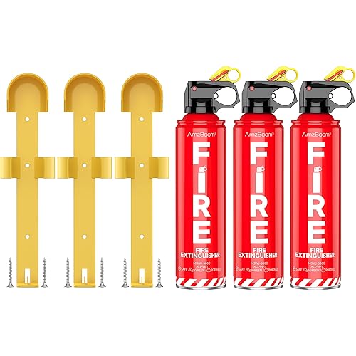 Fire Extinguishers Water-based for Home Kitchen, Car, & Boat 3 Pack–Portable Small Fire Spray with Mounting Brackets–A,B,C,K Multi-Purpose Fire Protection, Eco-Friendly, Compact & Easy to Use.