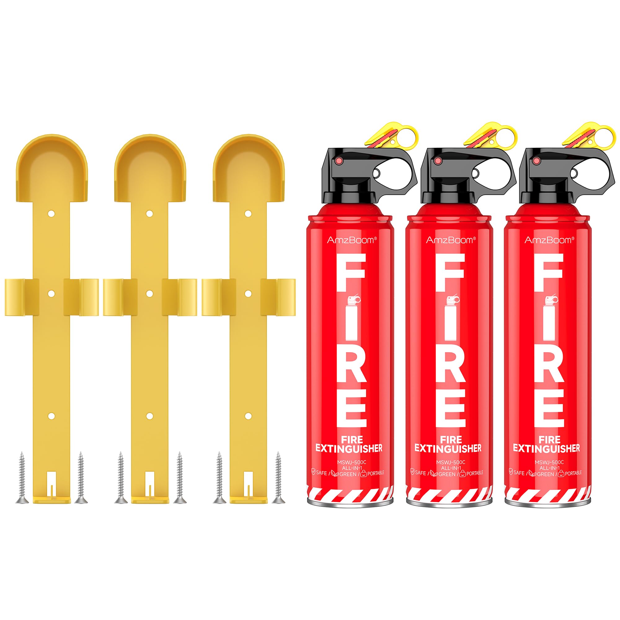 Fire Extinguishers Water-based for Home Kitchen, Car, & Boat 3 Pack–Portable Small Fire Spray with Mounting Brackets–A,B,C,K Multi-Purpose Fire Protection, Eco-Friendly, Compact & Easy to Use.