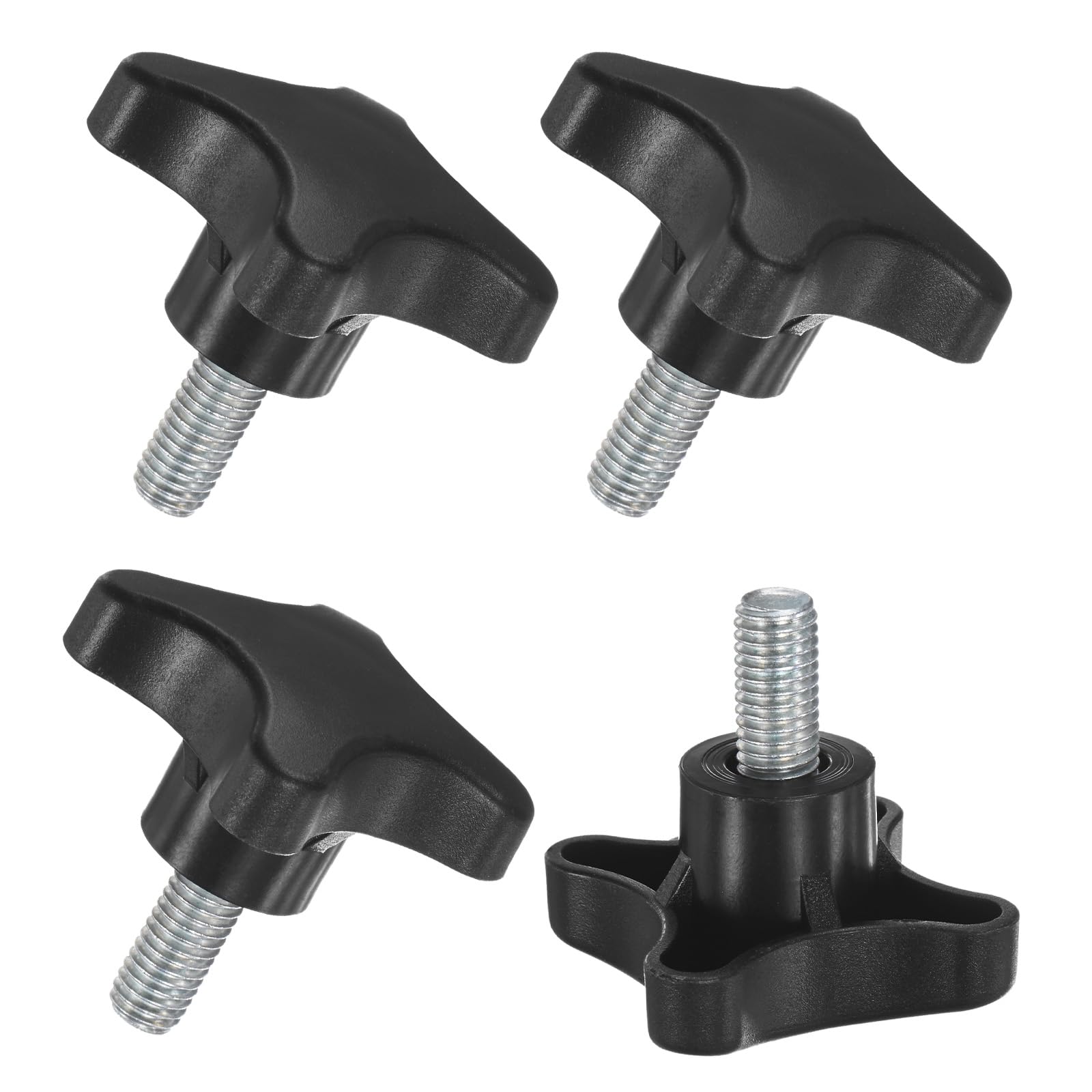 M METERXITY 4-Pack Star Clamping Knobs, M10x20mm Male Thread Hand Tightening Screw for Machinery/Electronic/Furniture/Umbrella Base, Machine Handle Replacement [50mm, Black]