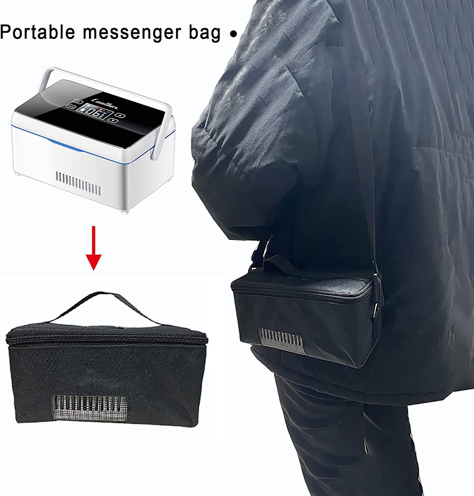 Estuche de Viaje con Enfriador de insulina, Nevera médica portátil, Gran Capacidad y Pantalla LCD Refrigerador pequeño para medicamentos, Built-in Battery USB Charging Car Refrigerator