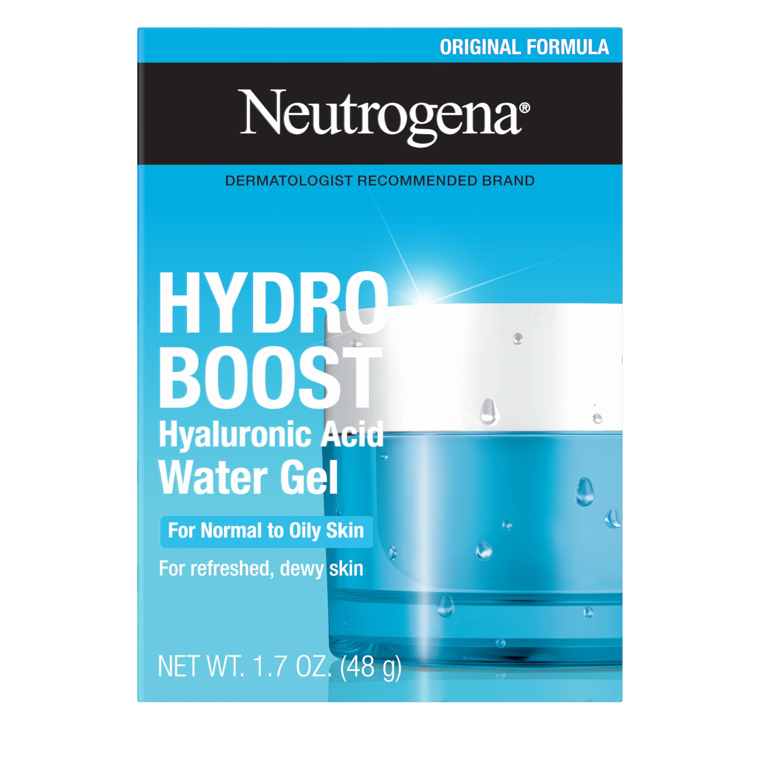 Neutrogena Hydro Boost Hyaluronic Acid Hydrating Water Gel Daily Face Moisturizer for Dry Skin, Oil-Free, Fragrance-Free, Non-Comedogenic & Dye-Free Face Lotion, 1.7 fl. oz