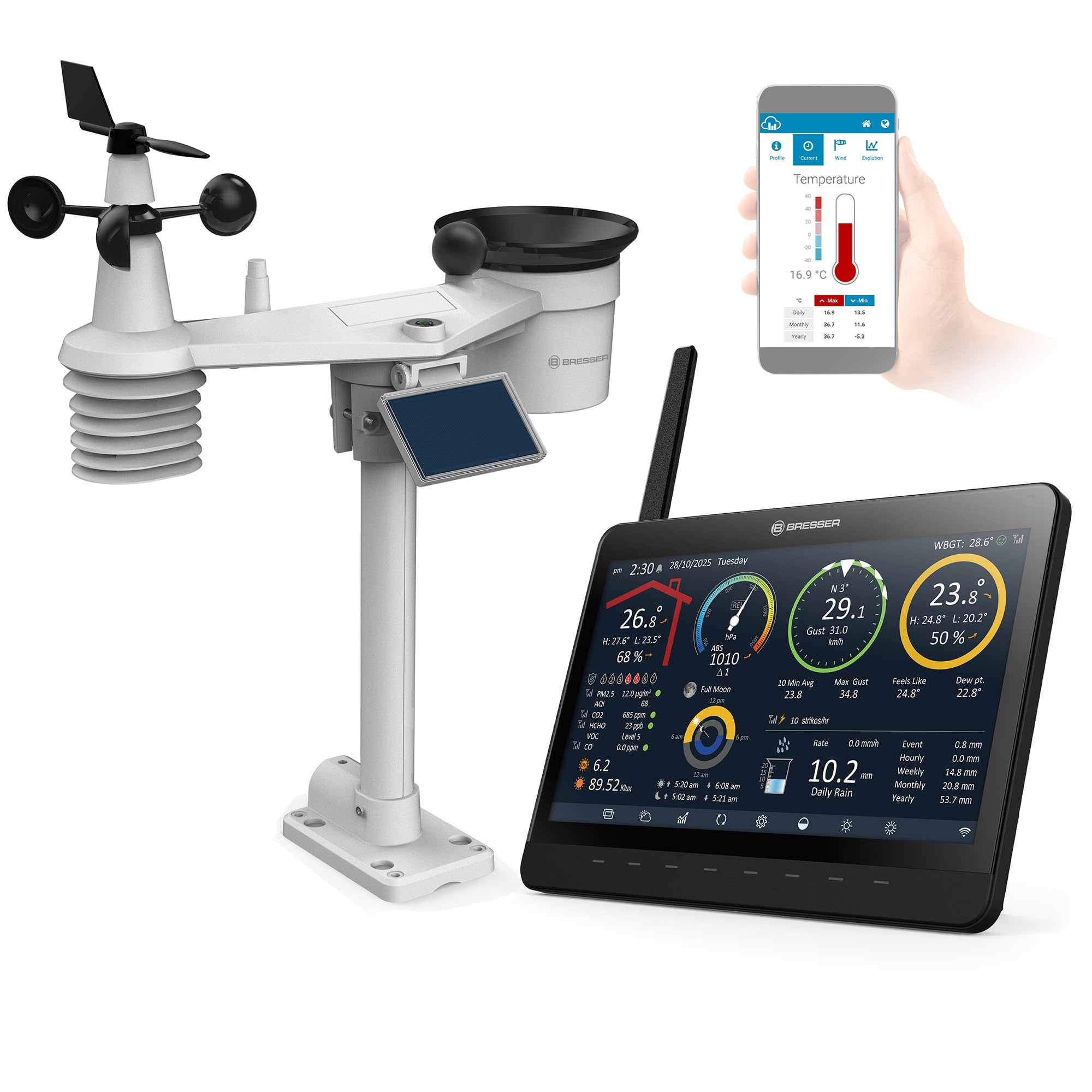 Bresser MeteoChamp base station displaying personal photos and weather data