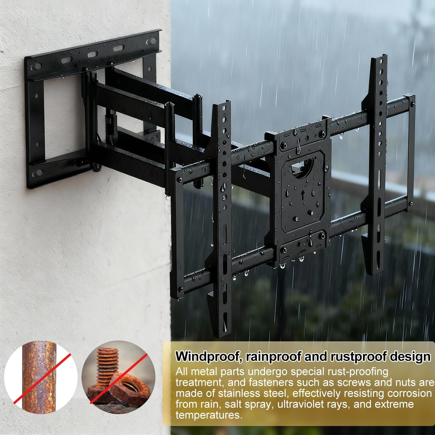 55-in Outdoor TV, 4K Ultra HD 2500 Nits Display | IP65 Waterproof & Dustproof | with Full Motion Articulating Arm Wall Mount Bracke, Designed for Outdoor Courtyards & Patios
