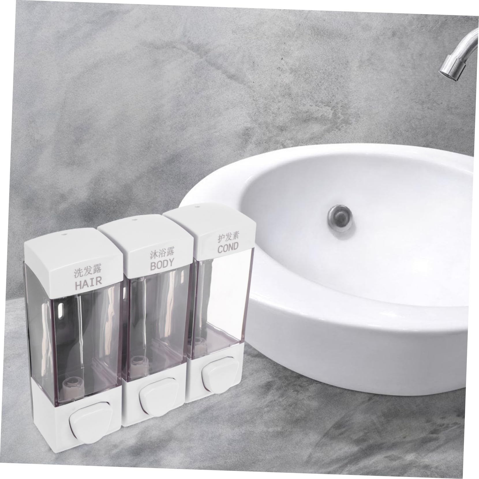 LABRIMP Dispenser Sapone da Doccia a Parete, 3 Scomparti, 1050ml, Abs, Facile da Installare, per Bagno e Shampoo