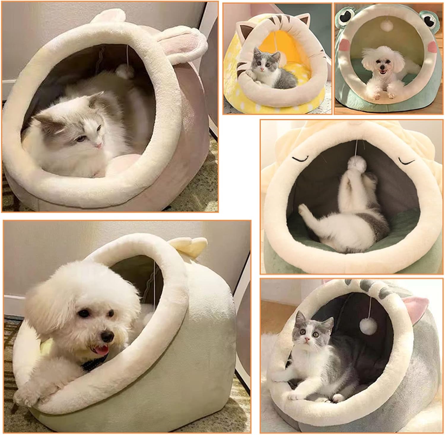 review Cat Beds for Indoor Cats Cat Bed Cave with Hanging Ball My Past Orders Pink Bunny Shape Super Soft Warming Washable Four Seasons Available Small Cat Bed for Kitten Tent Small Pet