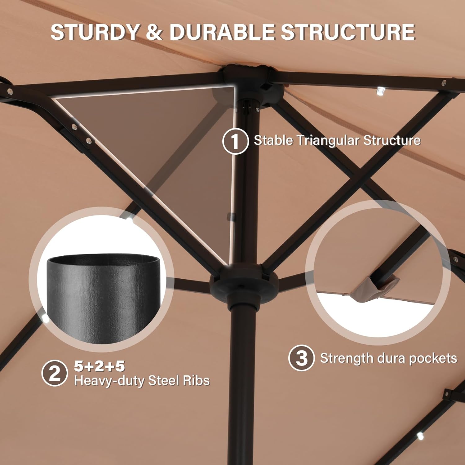 13ft/15ft Large Patio Umbrella with Base Included, Double-Sided Rectangle Outdoor Market Umbrella with Stand, Shade Umbrella for Garden Deck Backyard Poolside Lawn