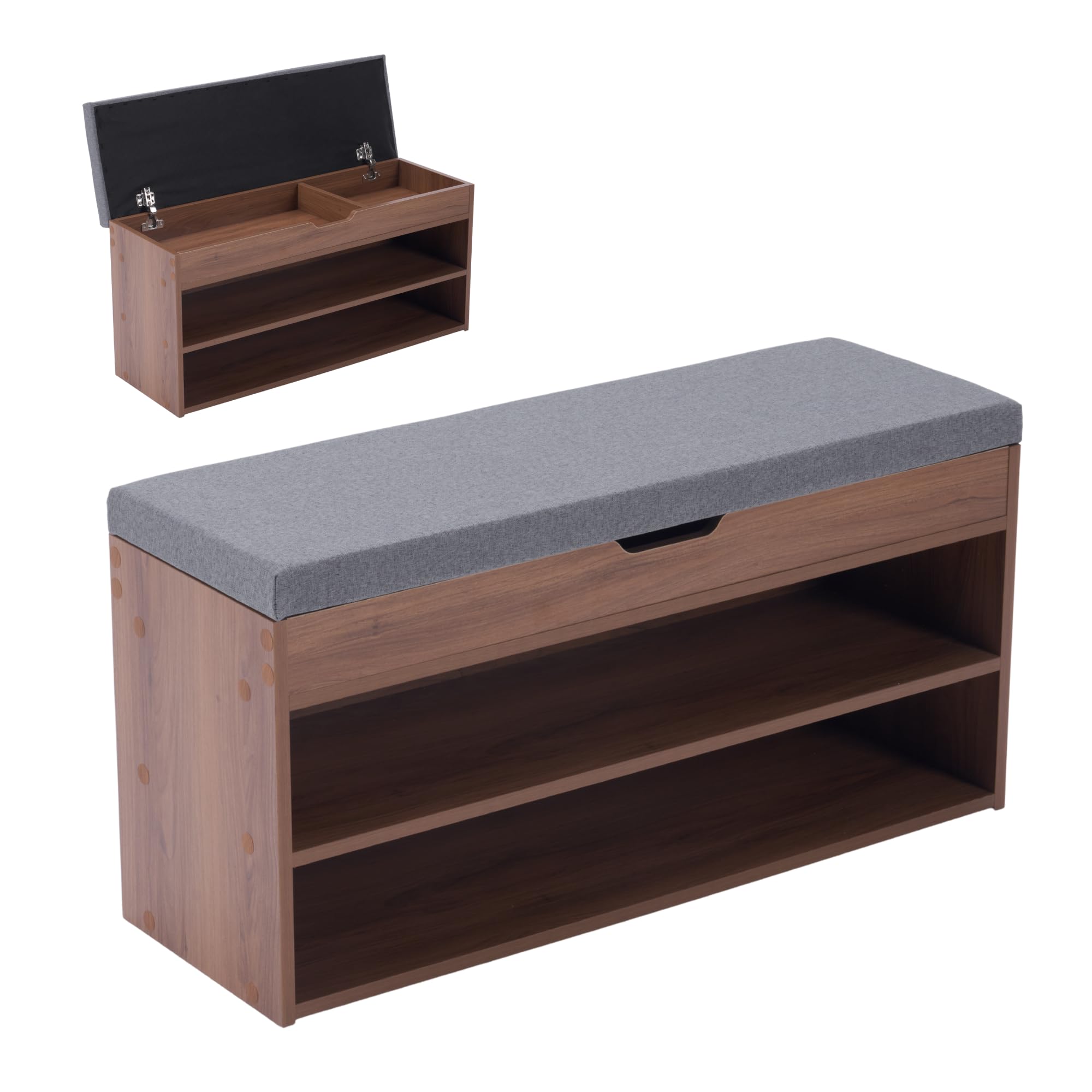 Amazon.co.jp: 玄関収納ベンチ シューズラック付き 耐荷重150kg 省