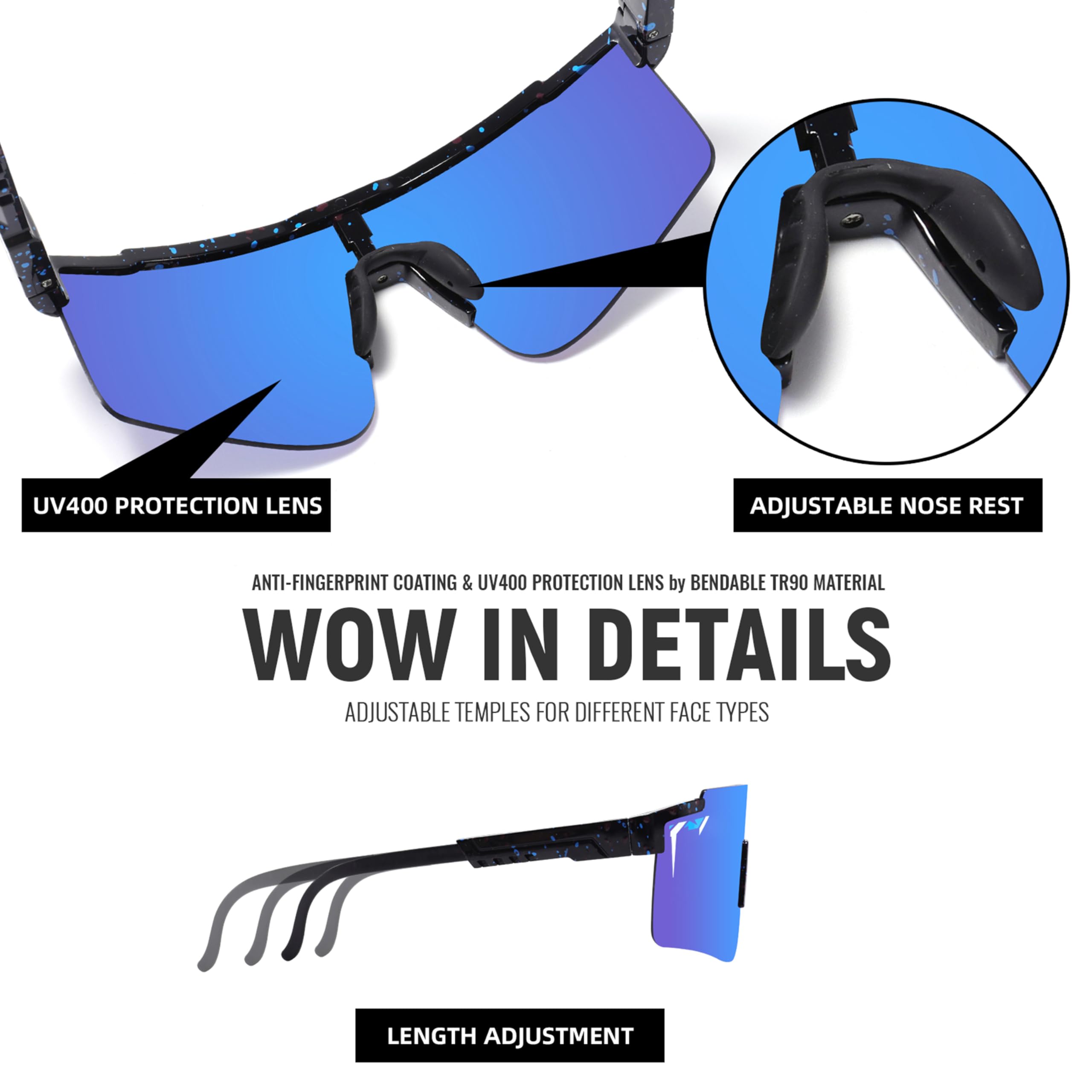 Sport-Sonnenbrille für Damen und Herren, Vipers-Sonnenbrille für Männer, Baseball- und Softball-Brille für Jugendliche ab 12 Jahren