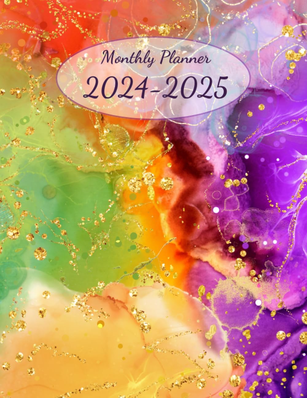 Monthly Planner 2024-2025: Two Year Calendar Book, large size, 8.5"x11". With Holidays. Colorful cover.
