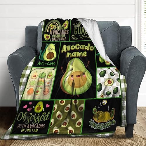 Miniatura 38 de Manta de aguacate personalizada con nombre, 40 x 30 pulgadas, bonita manta para niños, niñas, niños, mantas de felpa suave verde para regazo y silla