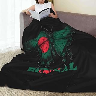 Bengal Bangladeshi Butterflies Flag Blanket Soft Throw Blankets All Season Flannel Blankets for Sofa Couch Bed Living Room Black Throw Blanket 40"X30"