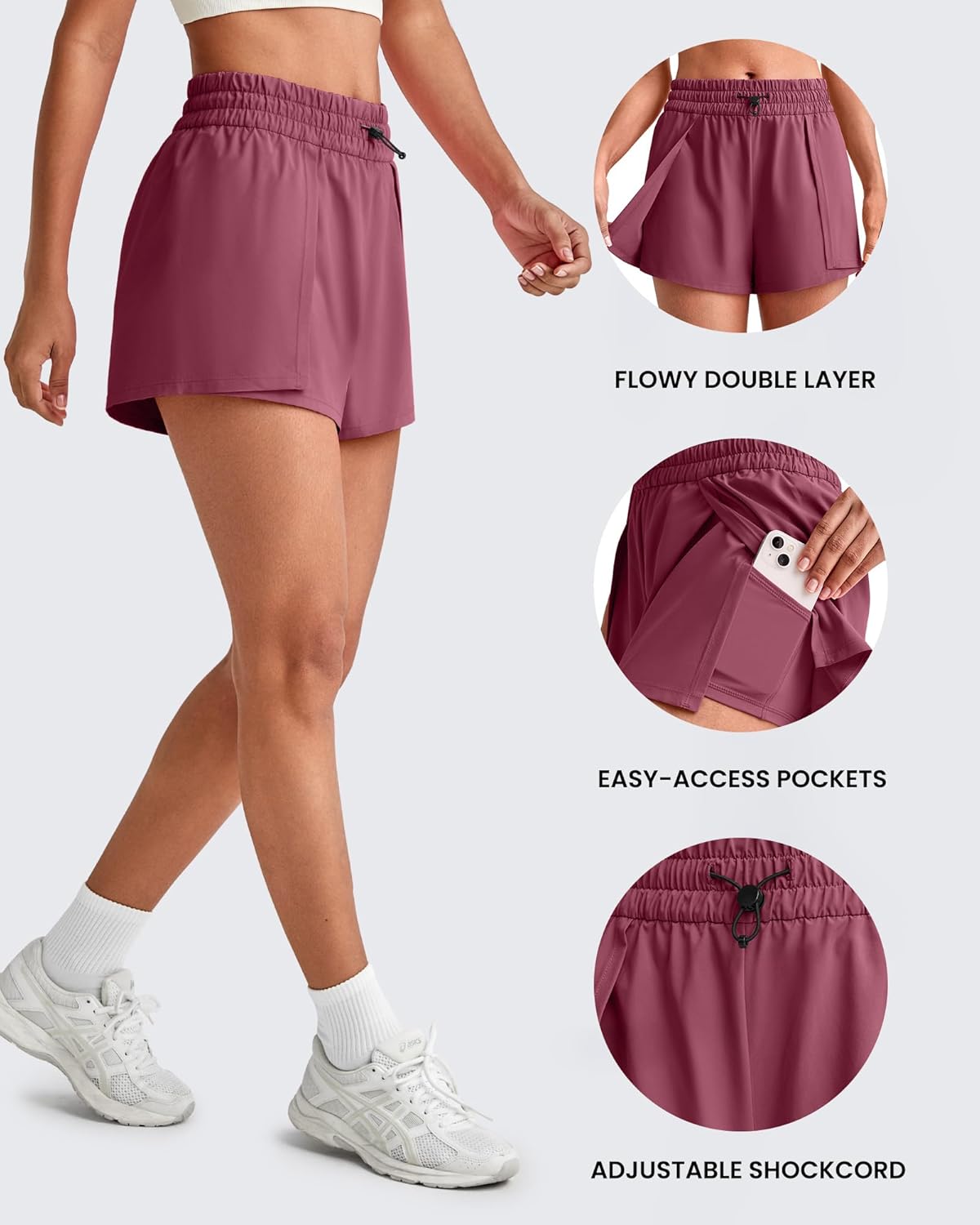 G4Free Athletic Running Shorts for Women 2 in 1 Flowy Mid Rise Quick Dry Workout Summer Shorts for Tennis with Liner - Image 2