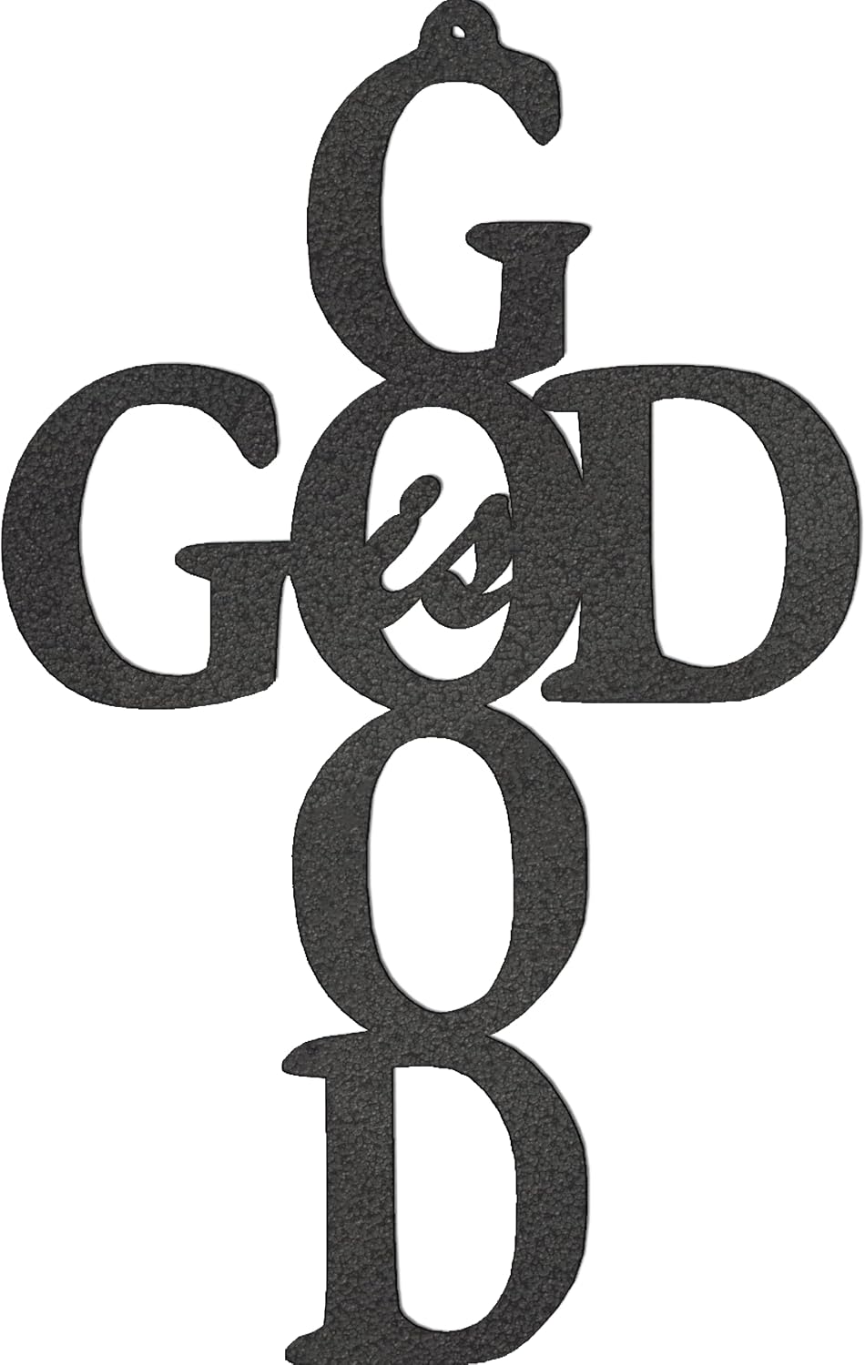 Badger Steel USA - God is Good Cross - Metal Wall Art - 9" X 14" - Black