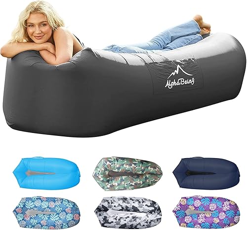 AlphaBeing Tumbona inflable sofá inflable portátil hamaca de aire hueca de malla silla de aire antifugas para acampar al aire libre playa viajes