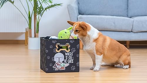 Miniatura 4 de Star Wars for Pets THE MANDALORIAN and GROGU Where I Go, He Goes - Contenedor de almacenamiento de juguetes para mascotas, de tela, color negro y