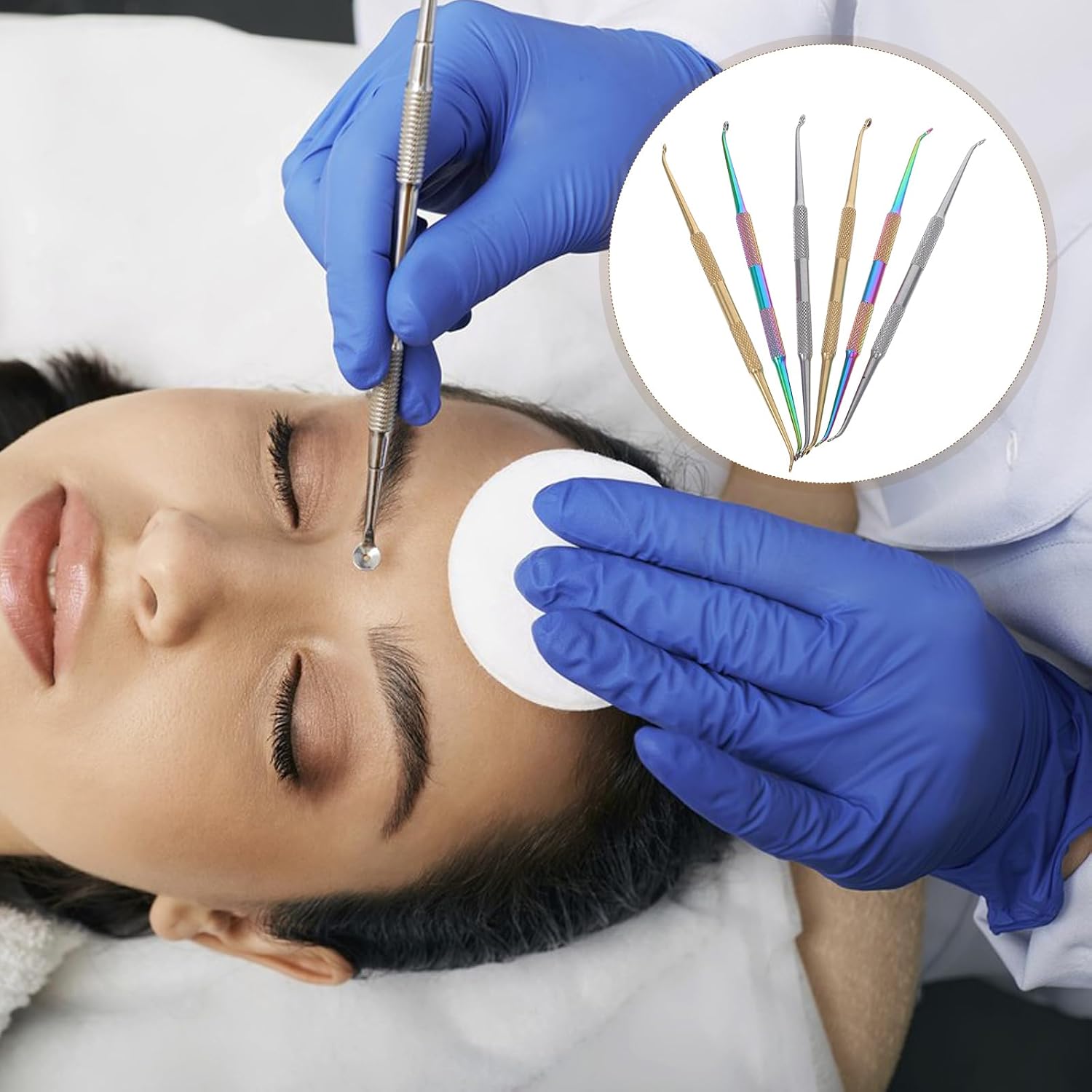 Lurrose 6pcs Comedone Extractor Tool Stainless Steel Black Head Remover Pore Cleanser Hidden Beauty Needles Tools for Nose Face Blemish Whitehead Popping