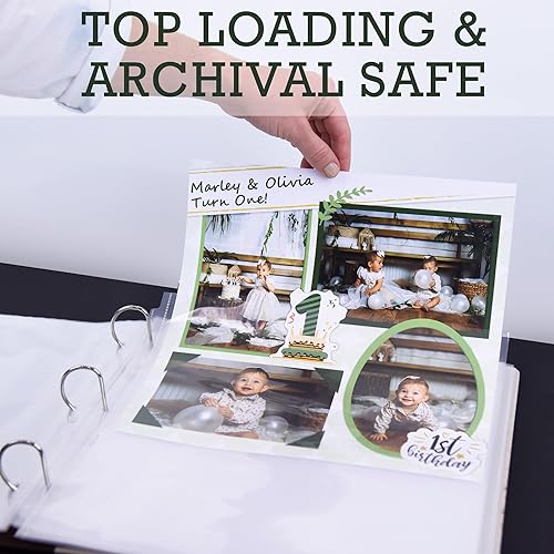 Miniatura 4 de Samsill Páginas de repuesto para álbumes de recortes de 12 x 12 pulgadas, paquete de 50, se adapta a carpetas de 3 anillos y álbumes de fotos de 12