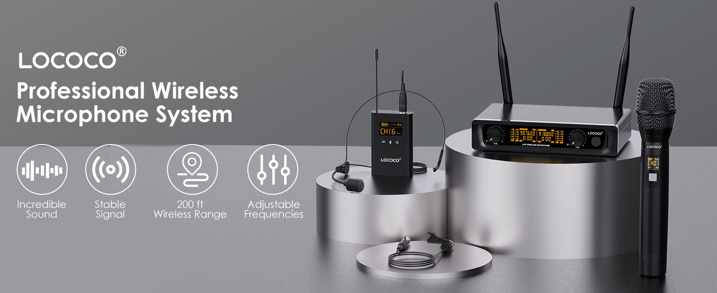 Amazon.com: UHF Wireless Microphone System Set: Metal Cordless