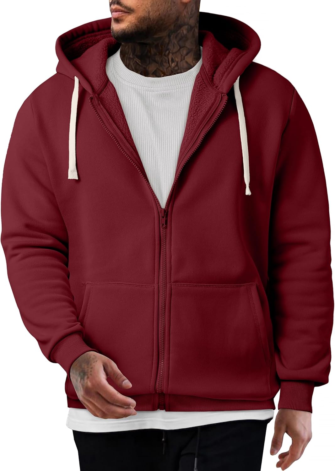 JMIERR Mens Full Zip Hooded Fleece Drawstring Hoodies Pullover Sweatshirts Casual Long Sleeve Shirts