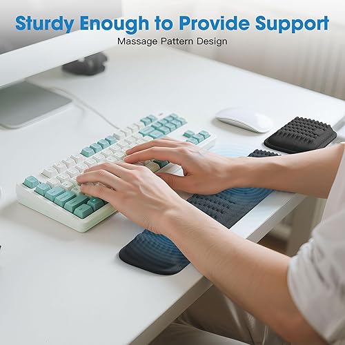 Miniatura 6 de MEKASS Reposamuñecas ergonómico para teclado y ratón, juego de reposamuñecas de espuma viscoelástica suave con base de silicona antideslizante