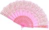 Folding Fan Handheld Silk Fabric With Lotus Pendant, Spanish Style Hand Fans for Wall Decoration, Wedding Birthday Gifts Pink