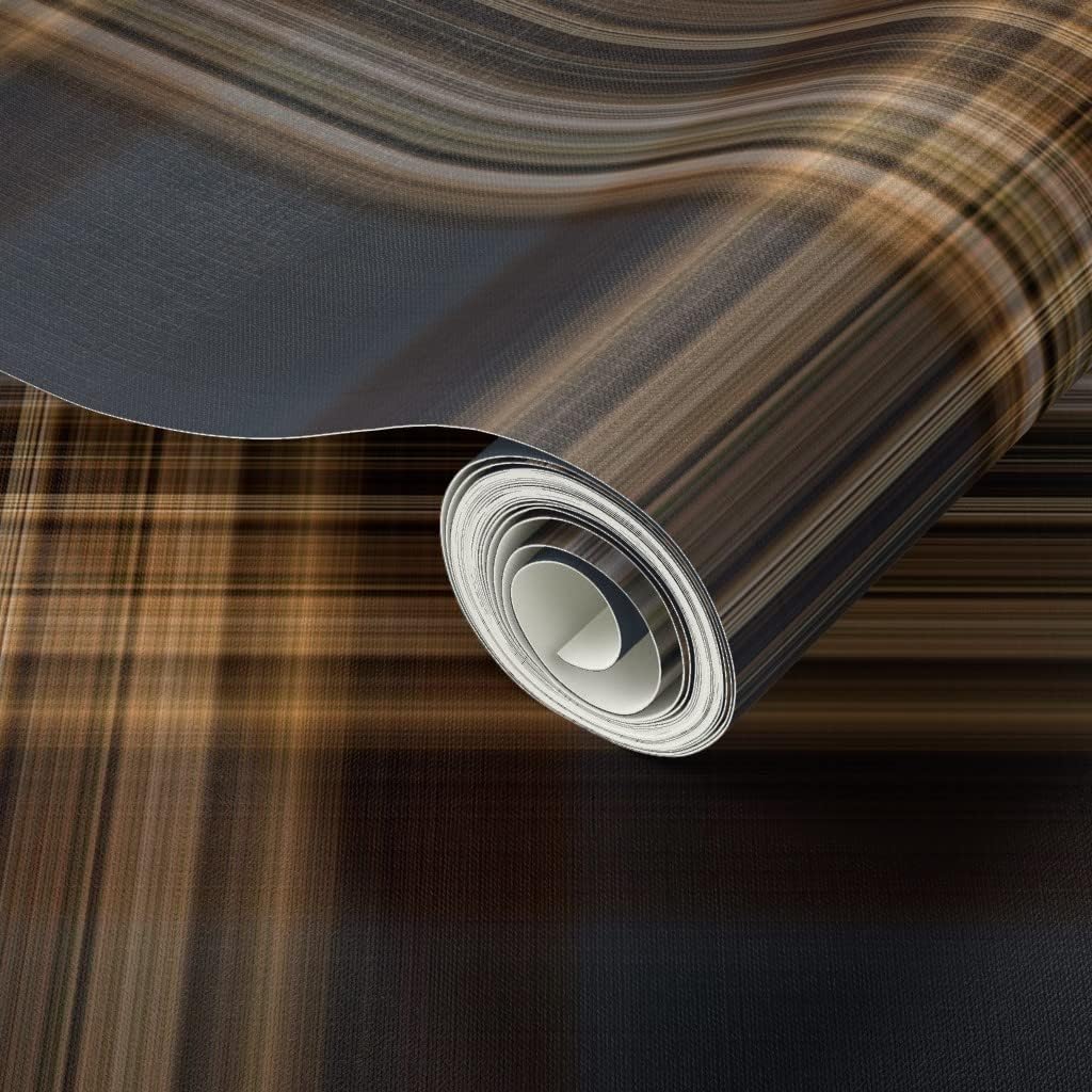Spoonflower Peel & Stick Wallpaper Swatch - Blue Brown Tartan Traditional English Scottish Masculine Rustic Large Scale Classic Style Elegant Custom Removable Wallpaper