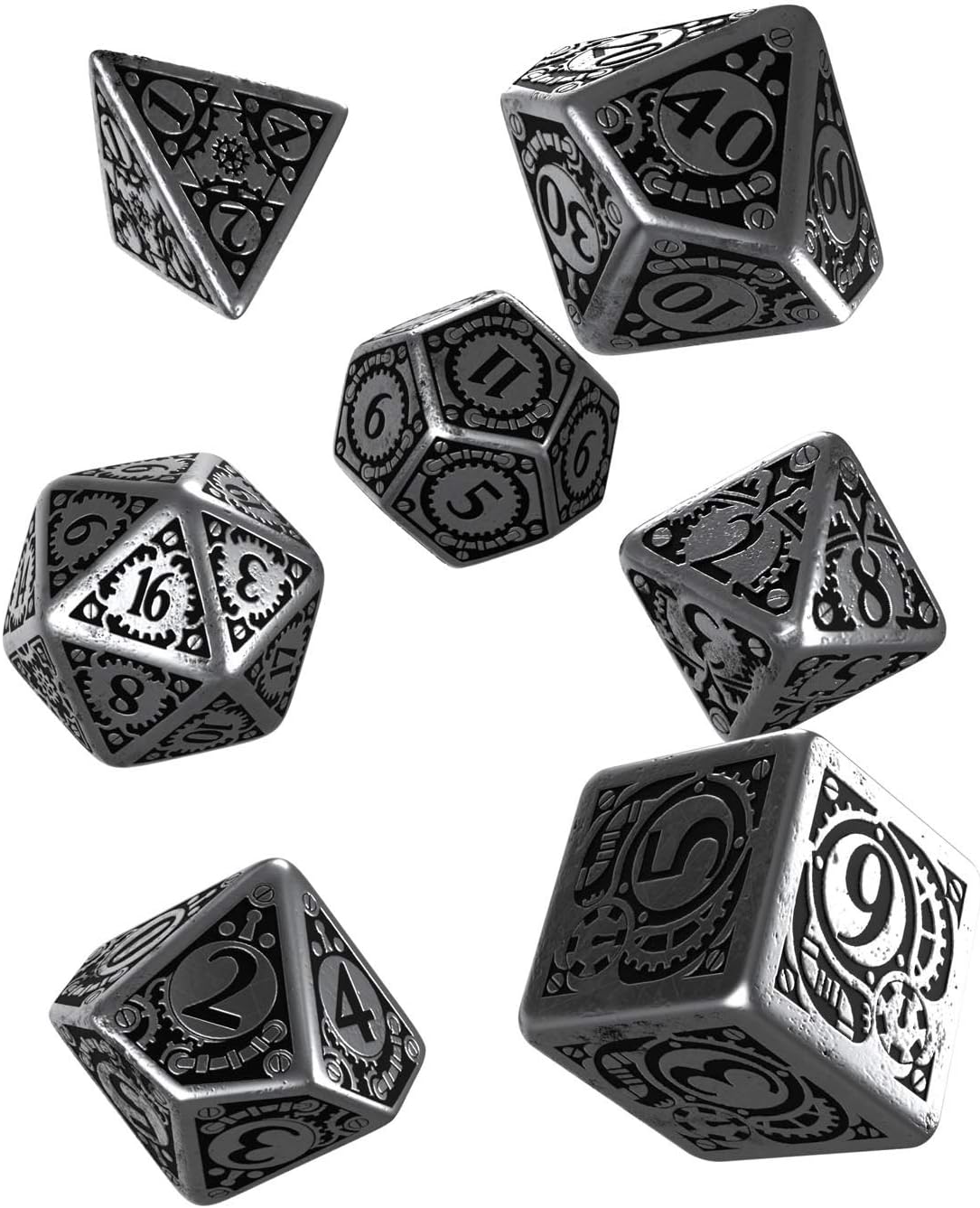 Metal Steampunk Dice Set 7 Polyhedral Pieces