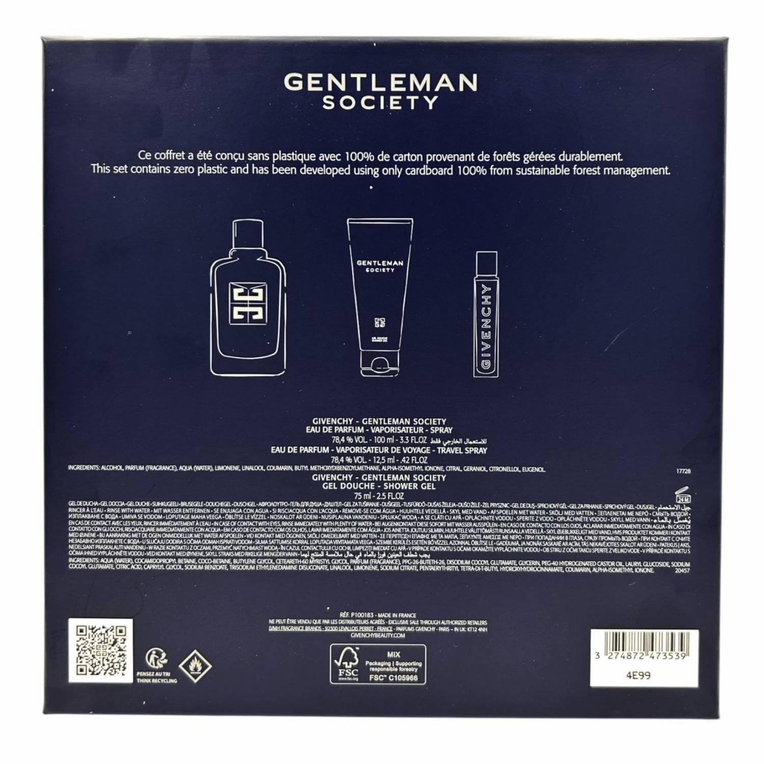 Gentlemen Society by Givenchy for Men - 3 Pc Gift Set 3.3oz EDP Spray, 2.5oz Shower Gel, 0.42oz EDP Spray - Image 4