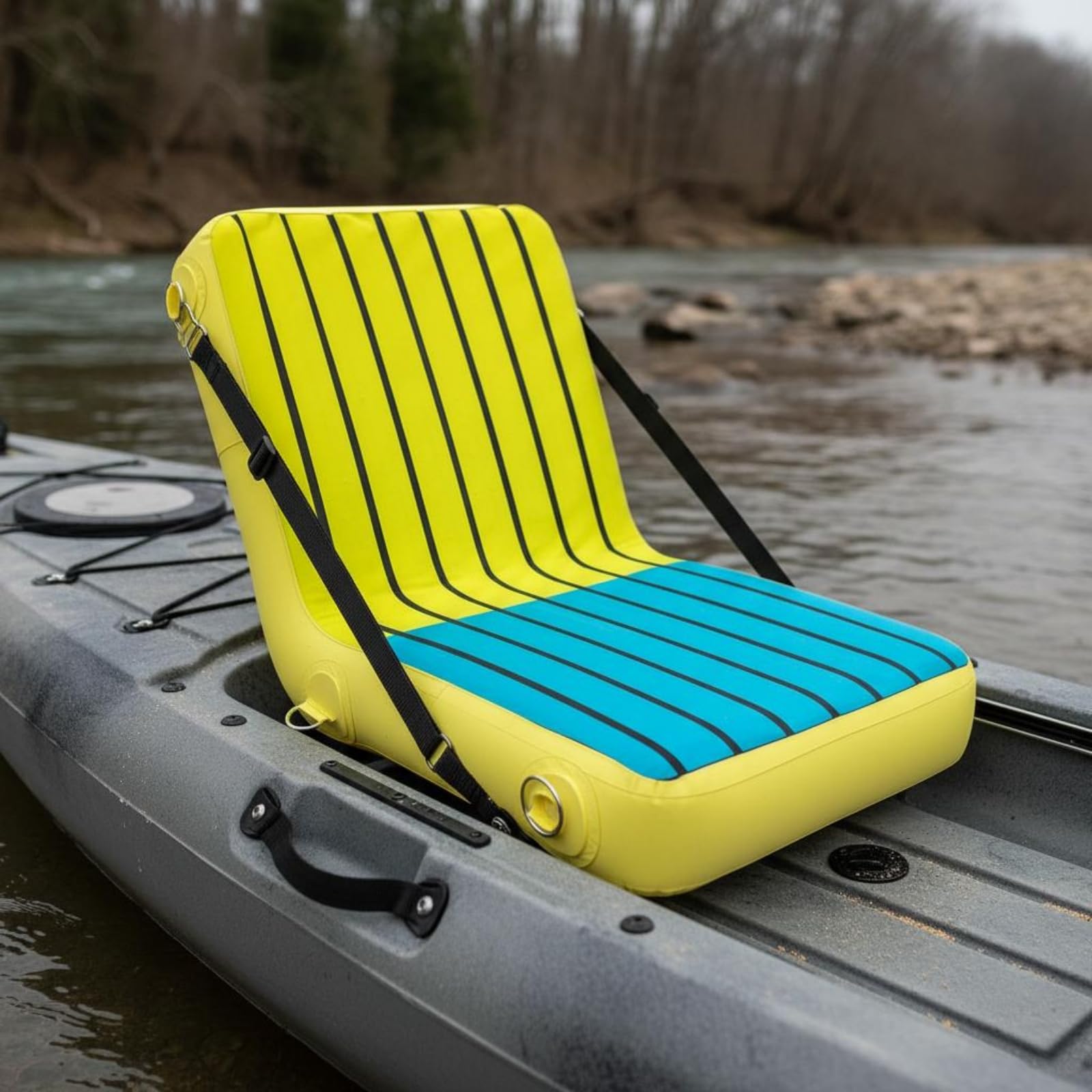 Seggiolino Gonfiabile da Pesca Rimovibile Cuscino Sedile Gonfiabile Resistente Alla Pressione Accessorio Nautico per Pescatori, Rafting, Paddleboard