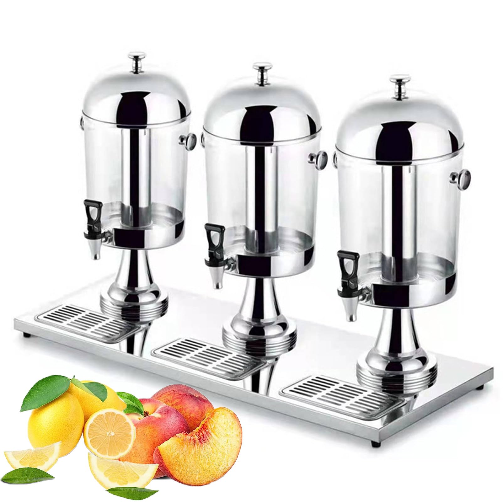 Distributore di Succo di Frutta, Freddo Caldo Bevanda Dispenser, Acciaio Inossidabile Frutta Succo Birra Dispenser, Contenitore del Succo Liquore Distributore Server Buffet,Silver-24L