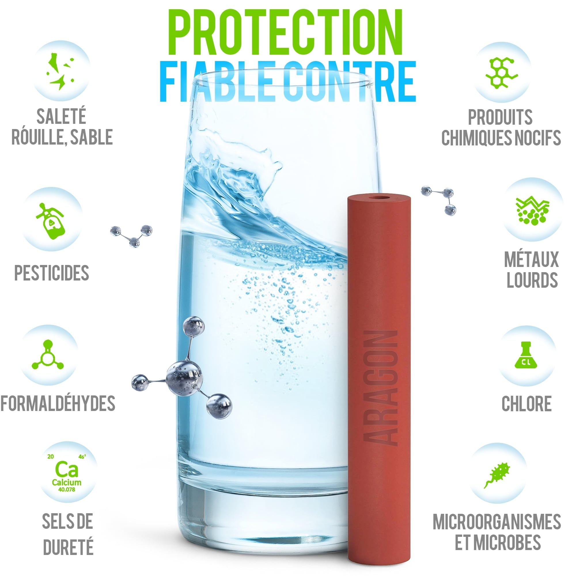 GEYSER EURO - Filtro per Acqua di Rubinetto con Materiale Unico ARAGON, Sistema di Filtraggio Dell'acqua Altamente Efficiente: Sistema con 1 Cartuccia Preinstallata + 3 Cartucce Aggiuntive