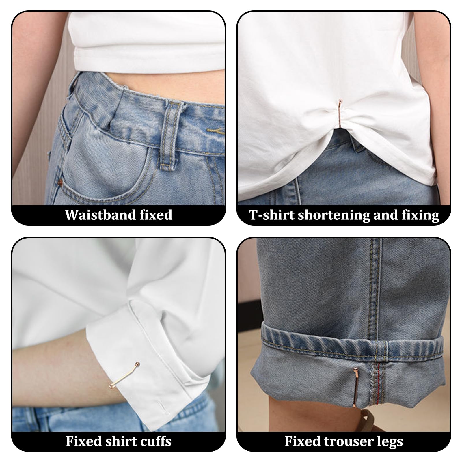 24 Clip Regolavita Per Pantaloni, Senza Cucire, In 4 Colori – Argento, Oro, Nero, Oro Rosa
