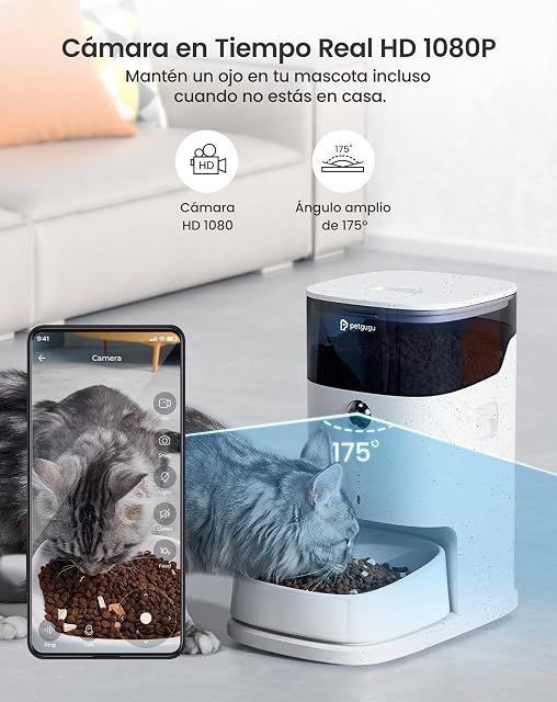 Foto 5 de 8 de PETGUGU Comedero Gato Automático con App, Dispensador Comida Gatos Inteligente con Cámara y Voz