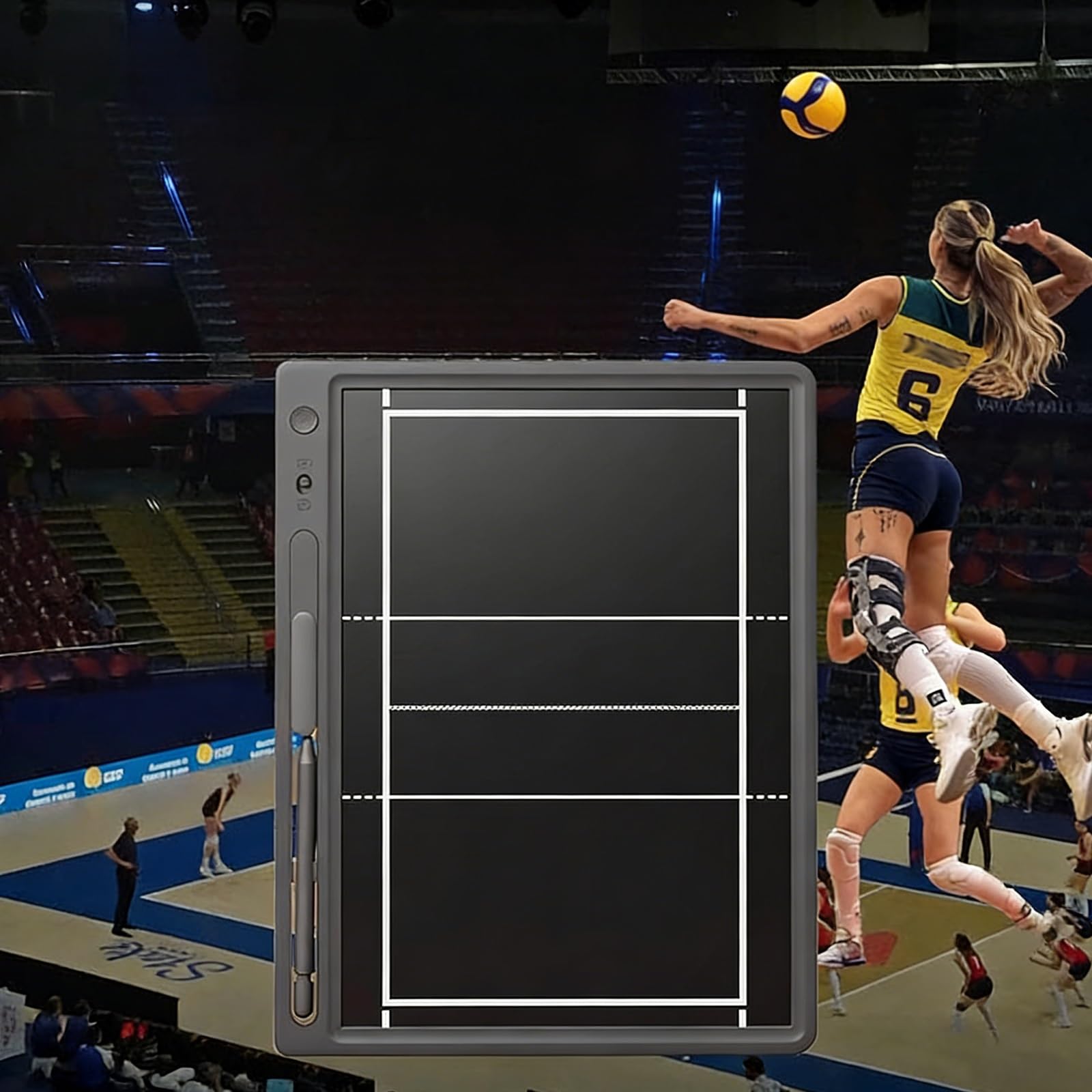 Lavagna Tattica Elettronica per Pallavolo, Lavagna Coaches Pallavolo con Schermo LCD, Leggera e Portatile, con Penna a Induzione per la Scrittura, Ideale per L'allenamento Pratico