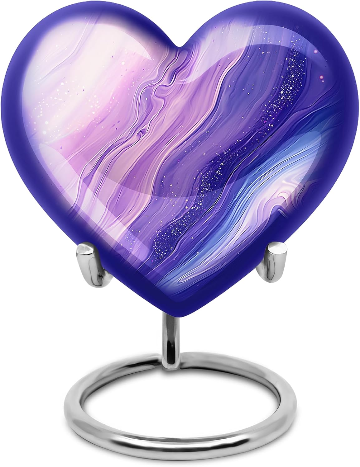 Purple Mini Urn for Ashes, Keepsake Heart Urn, Cremation Ash Container for Human Adult, Best Memorial Gift for Men & Women, Handcrafted, Small, 3 Inch Keepsake