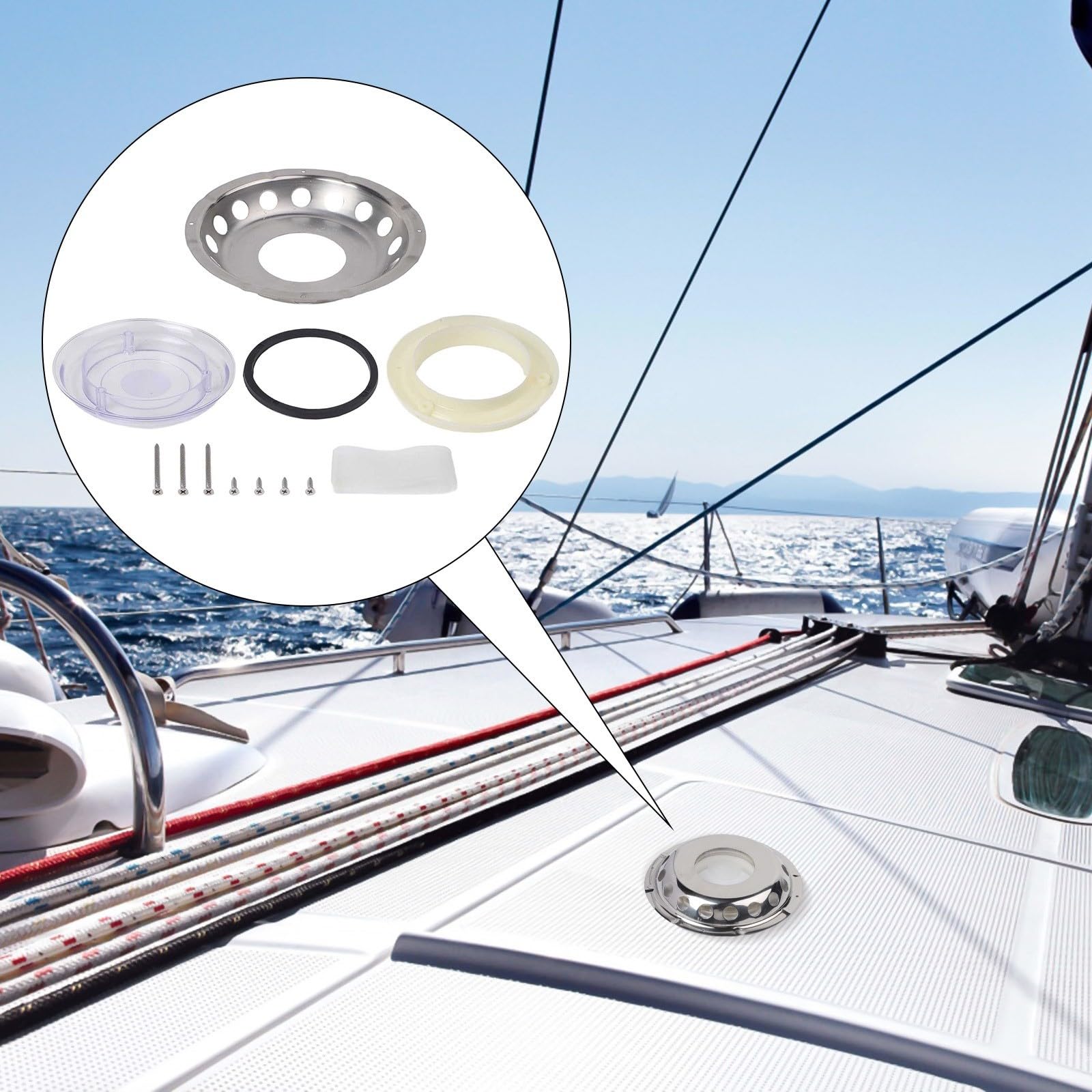 Pour grille d'aération ronde en acier inoxydable de 22,9 cm, pour grille d'aération marine, camping-car, bateau, yacht, caravane, argent