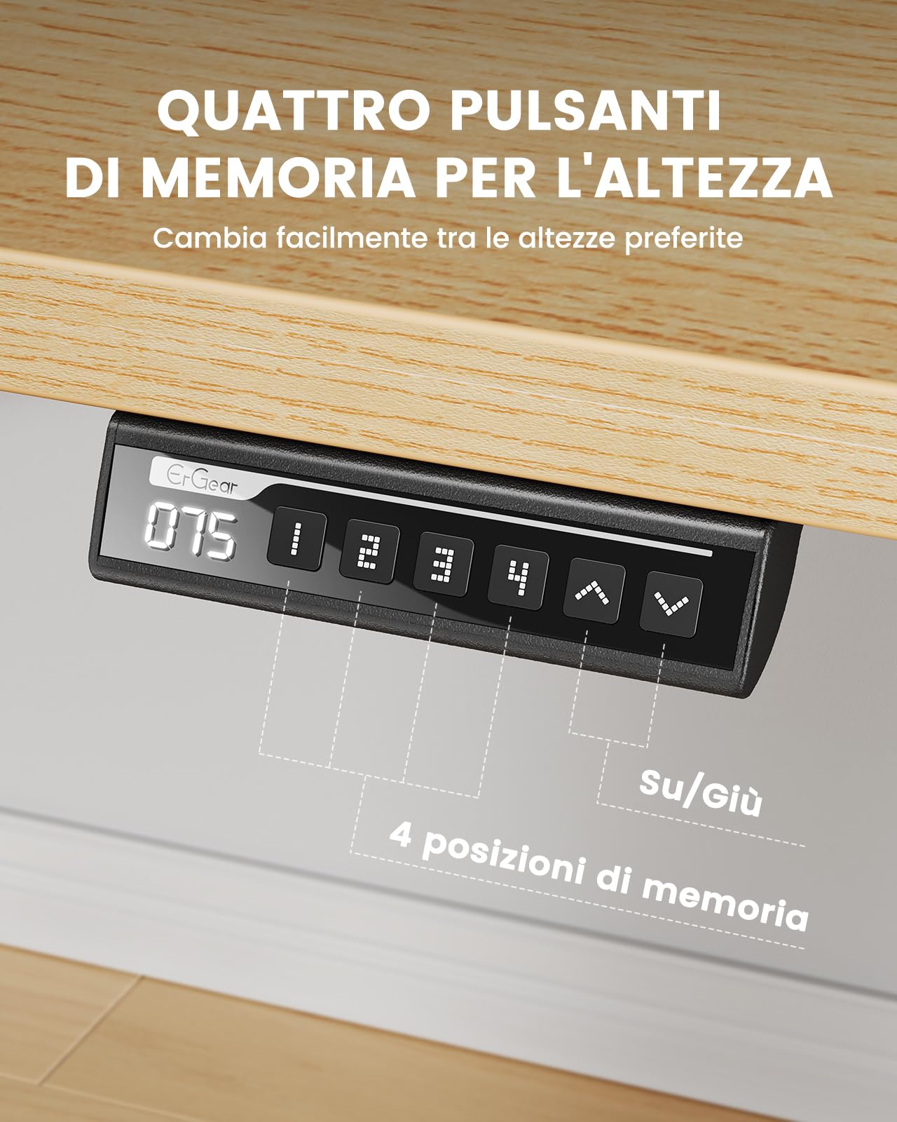 ErGear Scrivania elettrica regolabile in altezza, 140 x 80 cm, portata 100 kg, con motore senza spazzole avanzato, funzione silenziosa, robusto telaio in metallo