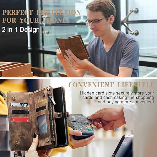 Miniatura 4 de Asuwish Funda de teléfono para Samsung Galaxy Note 10 Glaxay Note10 5G con cremallera, funda desmontable con protector de pantalla de vidrio