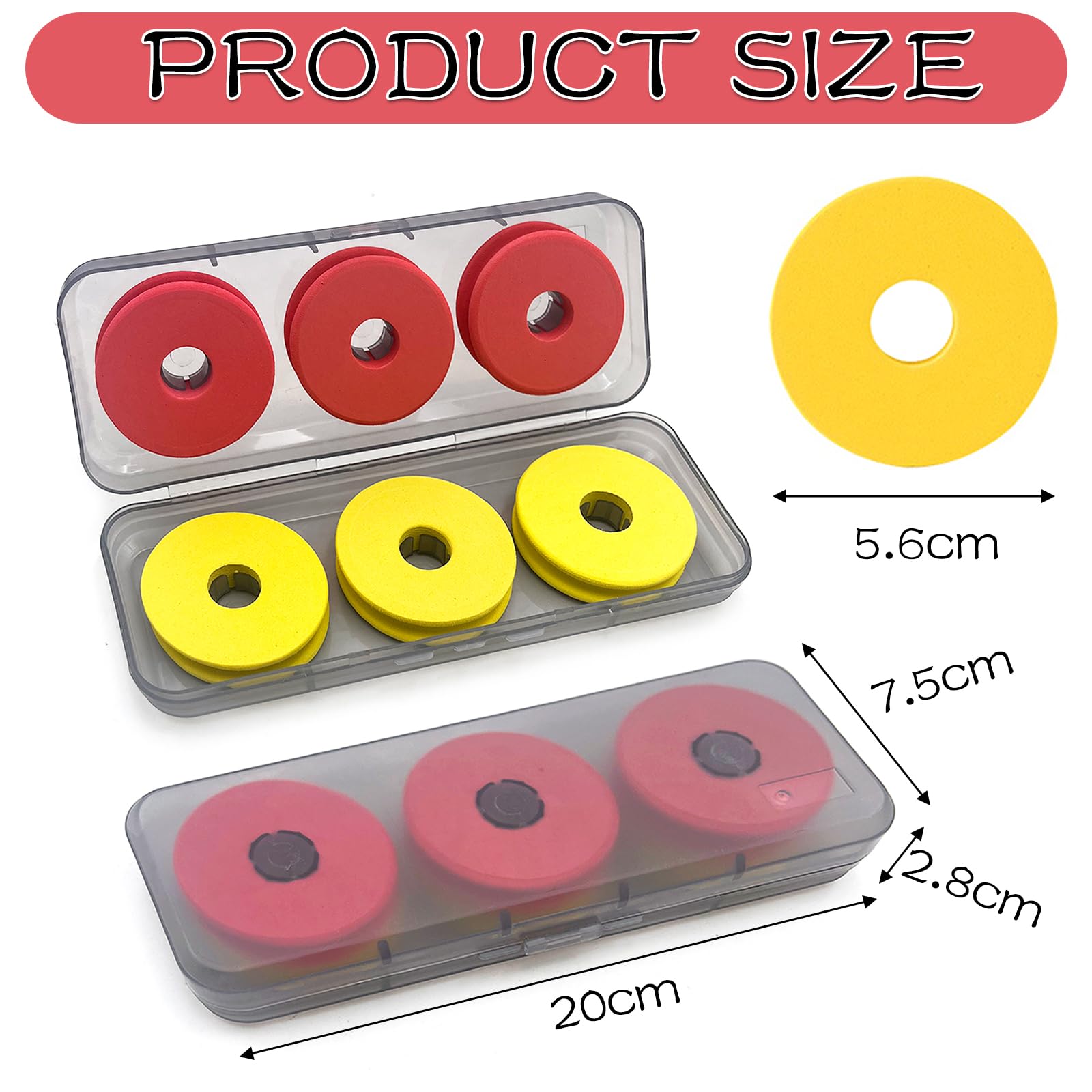 Carretes de Línea de Pesca de Espuma, 6 Piezas, Tabla de Bobinado para Almacenar Líneas y Accesorios (Rojo + Amarillo)